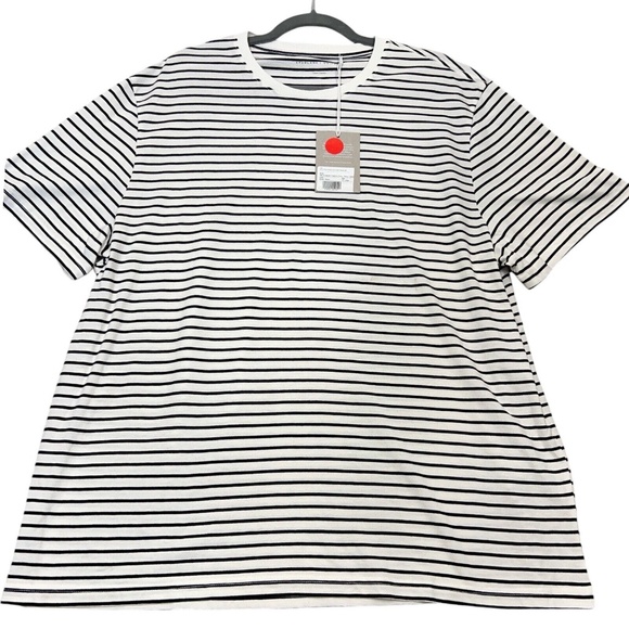 Everlane T-Shirt Essential Organic Crew Neck Pullover Stripe Black White Men XXL - Picture 3 of 11
